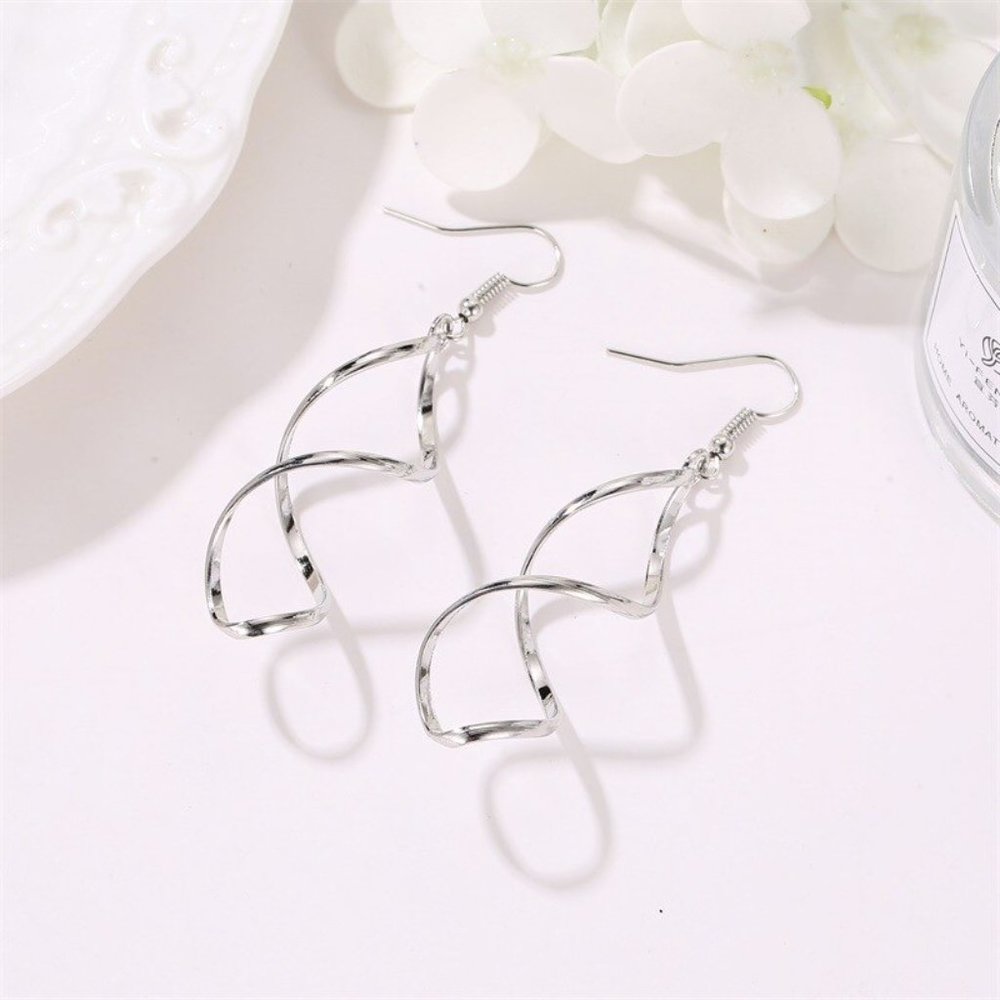 NEW "Plot Twist" Minimalist Swirl Drop Earrings - Picture 6 of 9